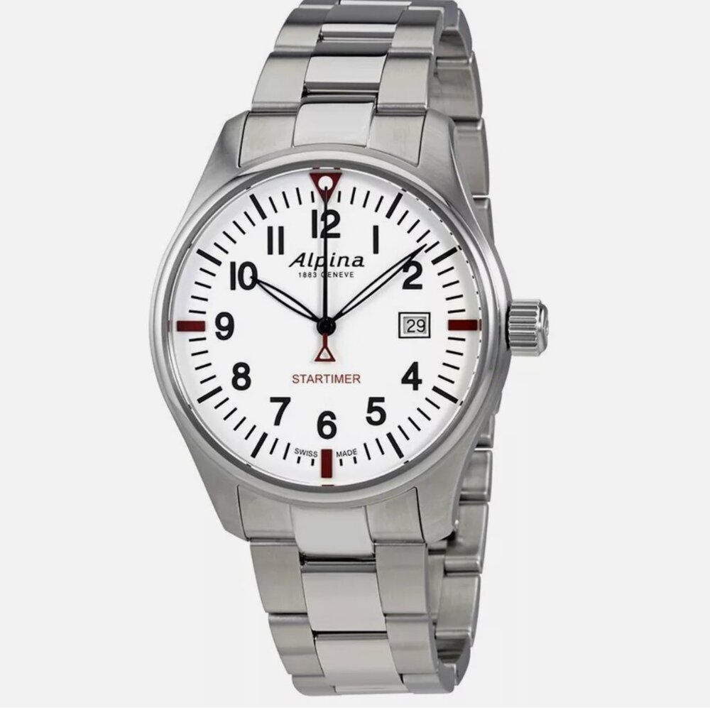 Alpina Men's 42mm Date Indicator Quartz Silver Stainless Steel Watch
